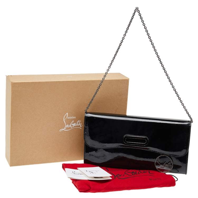 Pre Owned Christian Louboutin Black Patent Leather Riviera Clutch