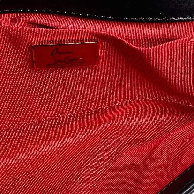 Pre Owned Christian Louboutin Black Leather Marquise Spike Clutch
