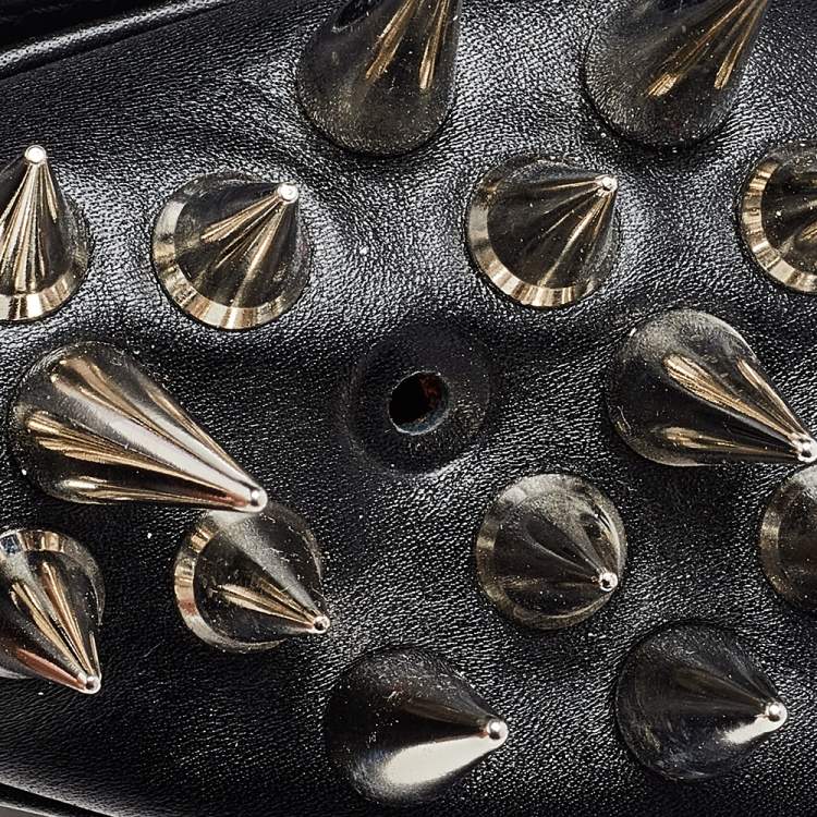 Pre Owned Christian Louboutin Black Leather Marquise Spike Clutch