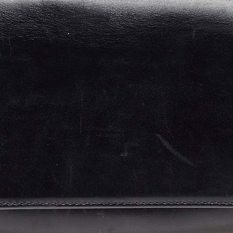 Pre Owned Christian Louboutin Black Leather Marquise Spike Clutch