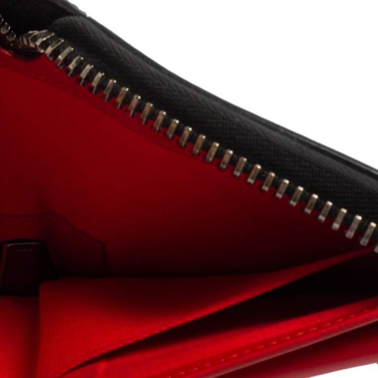 Pre Owned Christian Louboutin Black Leather Spiked Zip Around Wallet