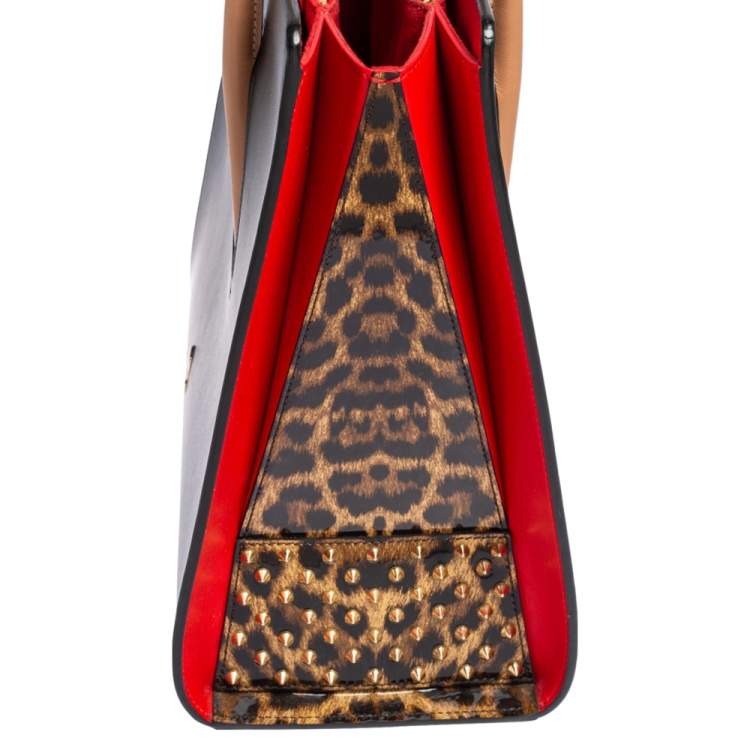 مملوكة مسبقًا Christian Louboutin Black Leather and Patent Large Paloma Tote
