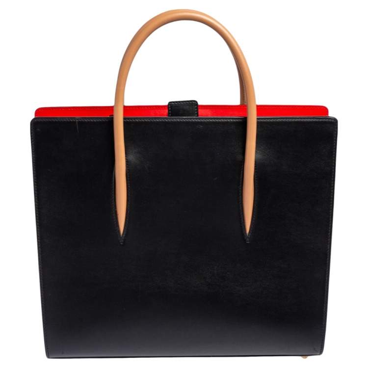 مملوكة مسبقًا Christian Louboutin Black Leather and Patent Large Paloma Tote