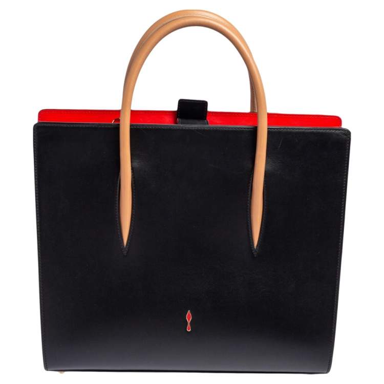 مملوكة مسبقًا Christian Louboutin Black Leather and Patent Large Paloma Tote