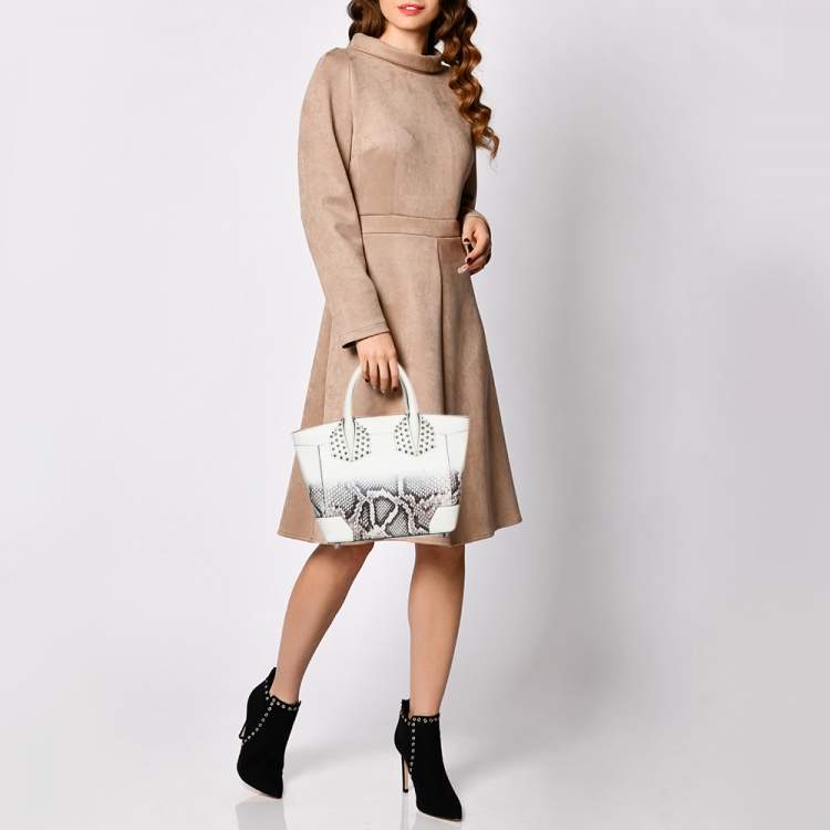 Pre Owned Christian Louboutin White Snakeskin Effect Leather Small Eloise Satchel