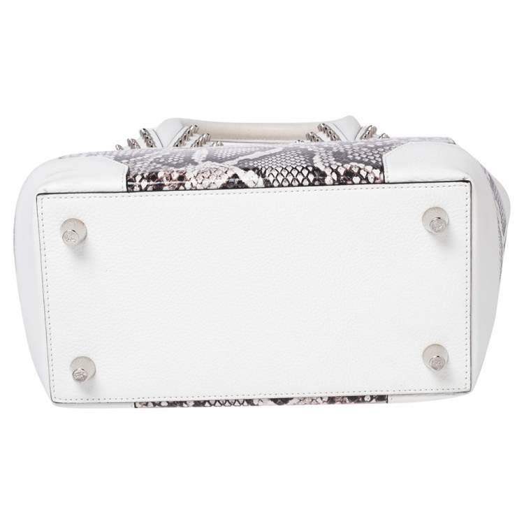 Pre Owned Christian Louboutin White Snakeskin Effect Leather Small Eloise Satchel