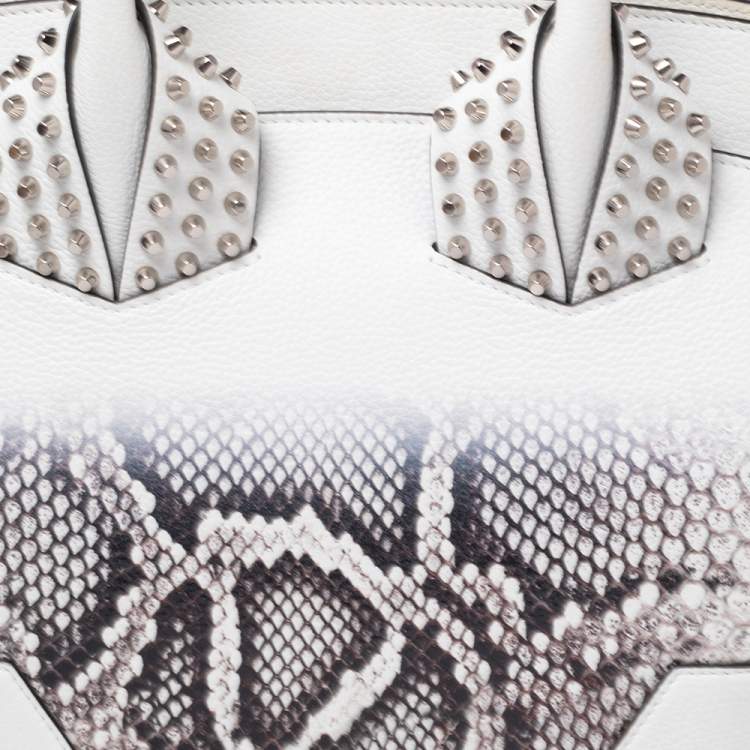 Pre Owned Christian Louboutin White Snakeskin Effect Leather Small Eloise Satchel