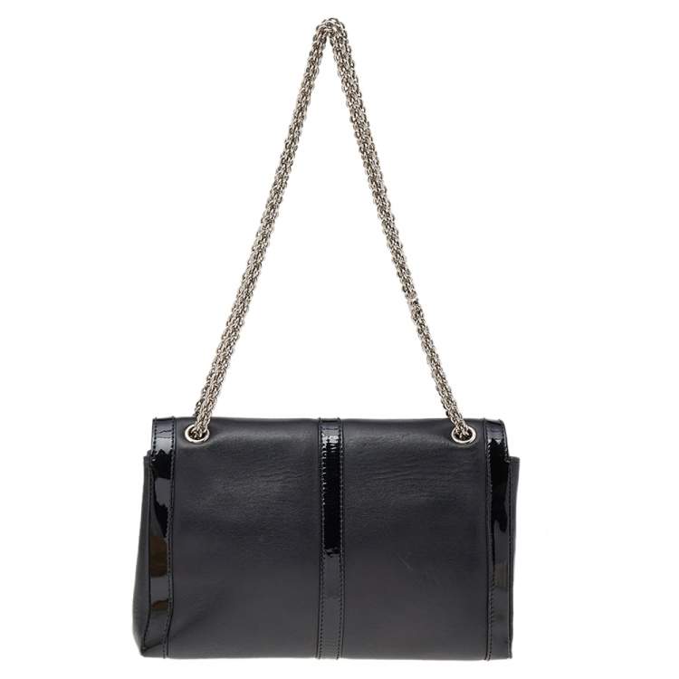 Pre Owned Christian Louboutin Black Leather And Patent Leather Sweet Charity Shoulder Bag