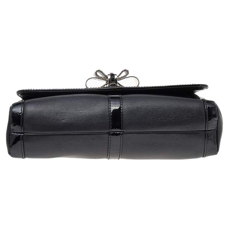 Pre Owned Christian Louboutin Black Leather And Patent Leather Sweet Charity Shoulder Bag