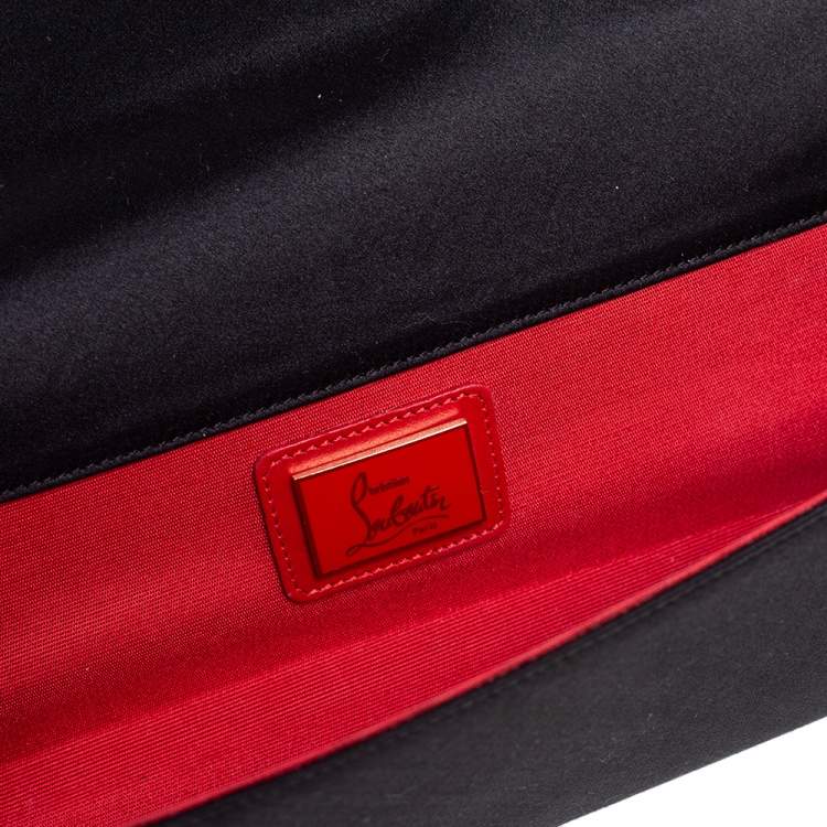 مملوكة مسبقًا Christian Louboutin Black Satin Loubibow Clutch