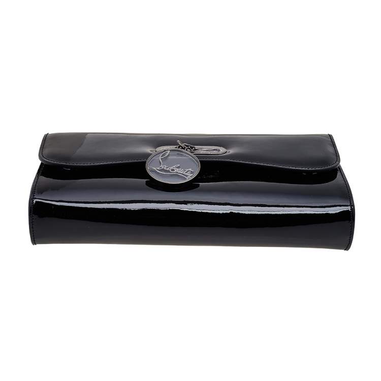 Pre Owned Christian Louboutin Black Patent Leather Riviera Clutch