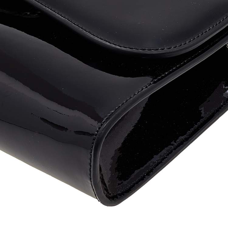 Pre Owned Christian Louboutin Black Patent Leather Riviera Clutch