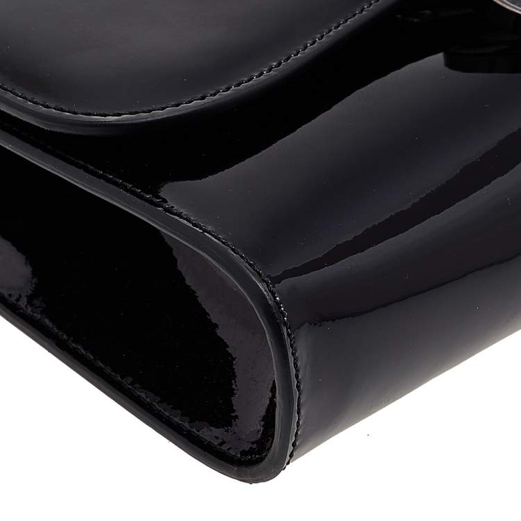 Pre Owned Christian Louboutin Black Patent Leather Riviera Clutch