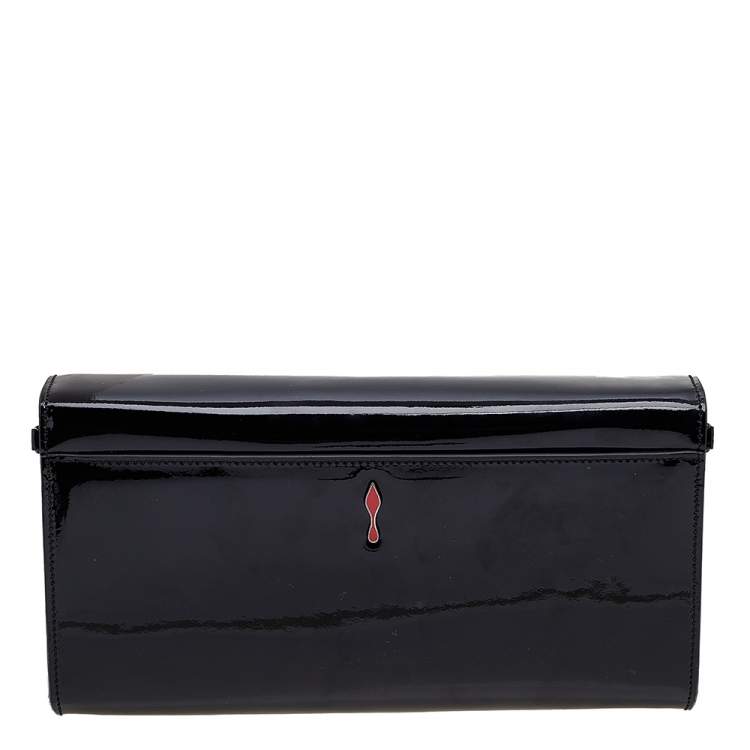 Pre Owned Christian Louboutin Black Patent Leather Riviera Clutch