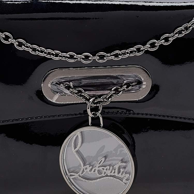 Pre Owned Christian Louboutin Black Patent Leather Riviera Clutch