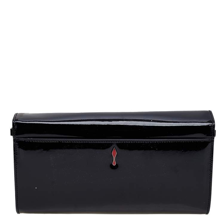 Pre Owned Christian Louboutin Black Patent Leather Riviera Clutch