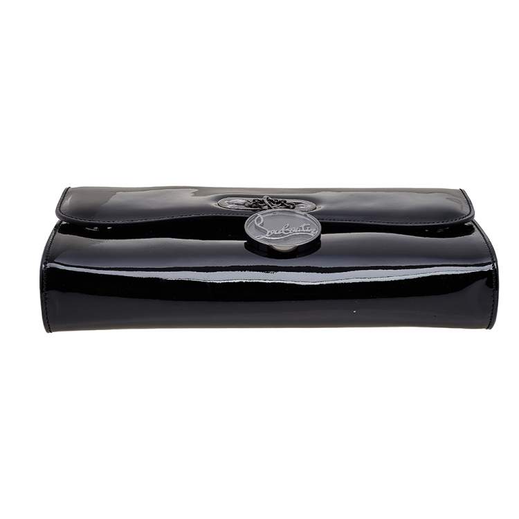 Pre Owned Christian Louboutin Black Patent Leather Riviera Clutch