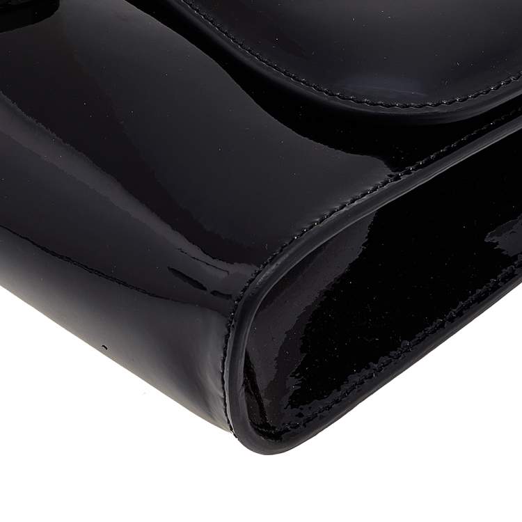 Pre Owned Christian Louboutin Black Patent Leather Riviera Clutch