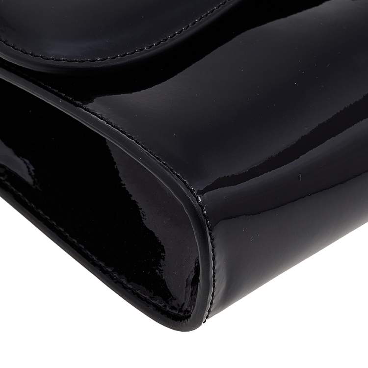 Pre Owned Christian Louboutin Black Patent Leather Riviera Clutch