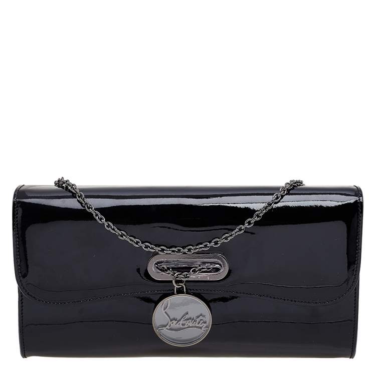 Pre Owned Christian Louboutin Black Patent Leather Riviera Clutch