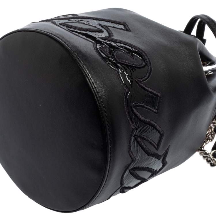 Pre Owned Christian Louboutin Black Leather Marie Jane Bucket Bag