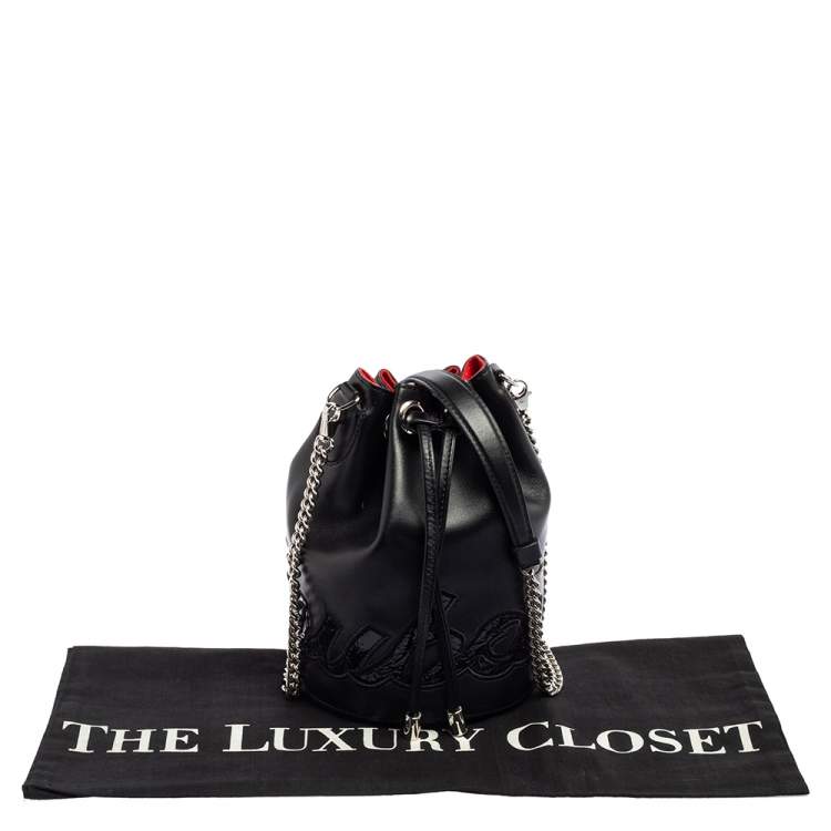 Pre Owned Christian Louboutin Black Leather Marie Jane Bucket Bag