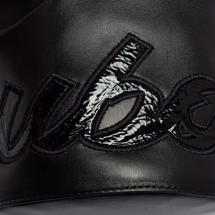 Pre Owned Christian Louboutin Black Leather Marie Jane Bucket Bag