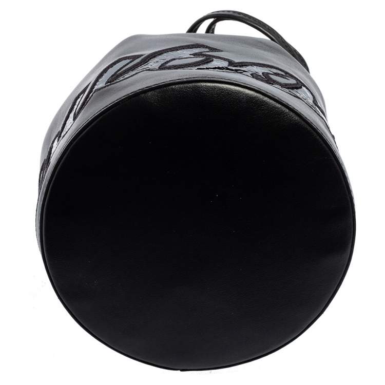 Pre Owned Christian Louboutin Black Leather Marie Jane Bucket Bag