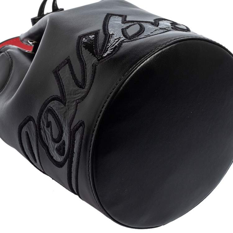Pre Owned Christian Louboutin Black Leather Marie Jane Bucket Bag