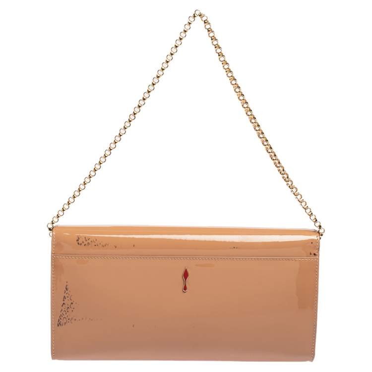 Pre Owned Christian Louboutin Old Rose Patent Leather Vero Dodat Chain Clutch