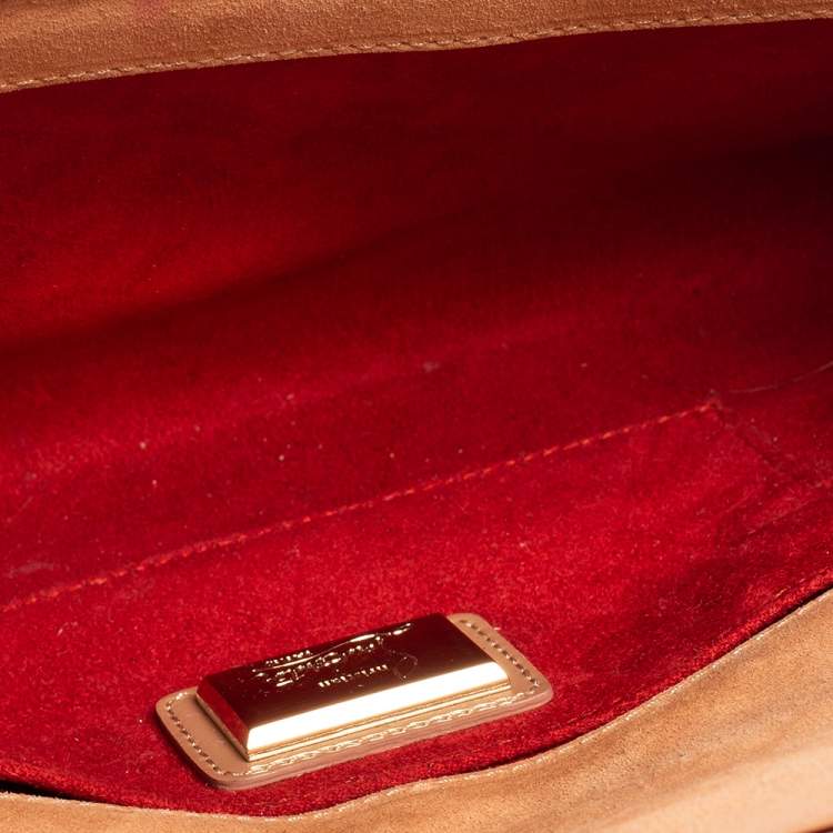 Pre Owned Christian Louboutin Old Rose Patent Leather Vero Dodat Chain Clutch