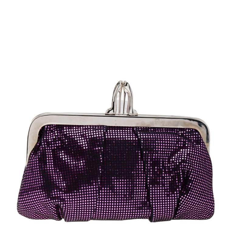 مملوكة مسبقًا Christian Louboutin Metallic Purple Suede Mini Loubi Lula Frame Clutch