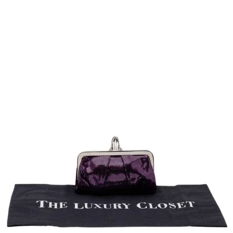 مملوكة مسبقًا Christian Louboutin Metallic Purple Suede Mini Loubi Lula Frame Clutch