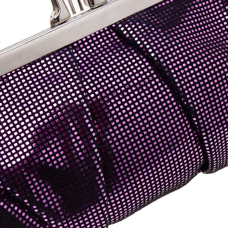 مملوكة مسبقًا Christian Louboutin Metallic Purple Suede Mini Loubi Lula Frame Clutch