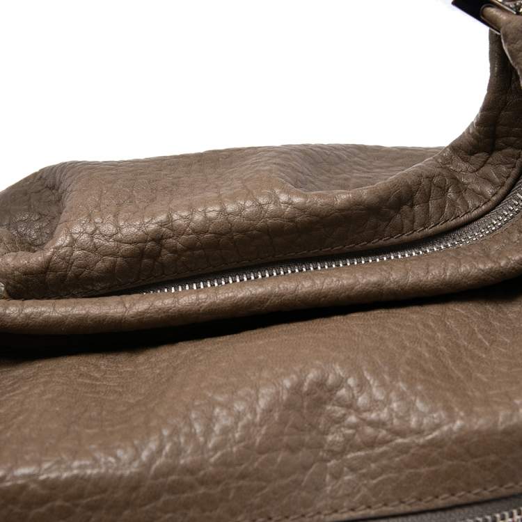 Pre Owned Christian Louboutin Dark Beige Leather Mariana Rider Hobo