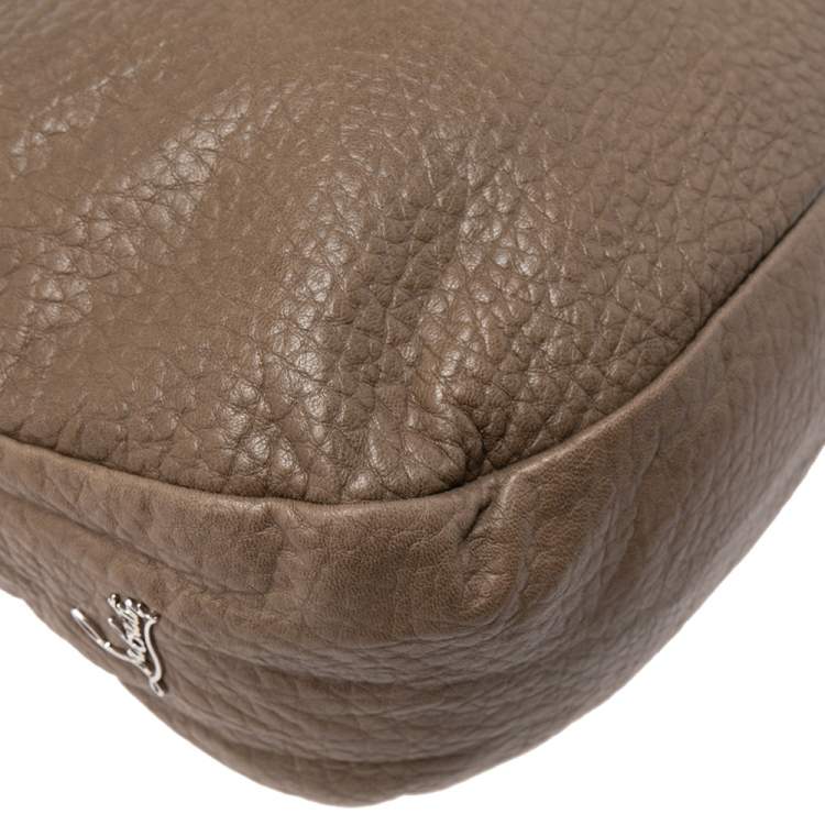 Pre Owned Christian Louboutin Dark Beige Leather Mariana Rider Hobo
