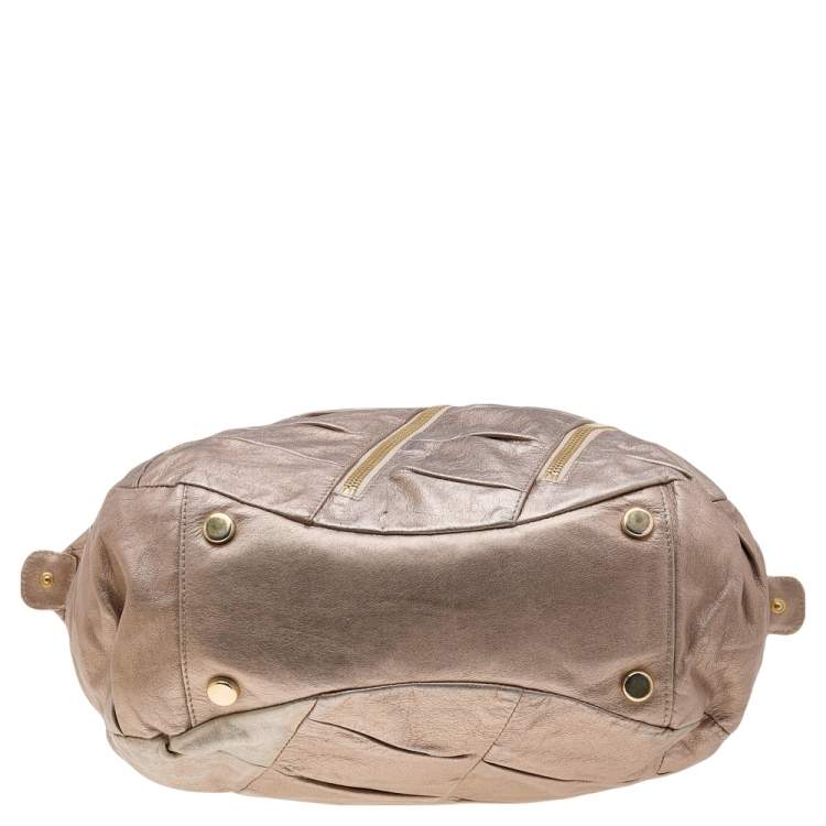 Pre Owned Christian Louboutin Gold Leather Tote