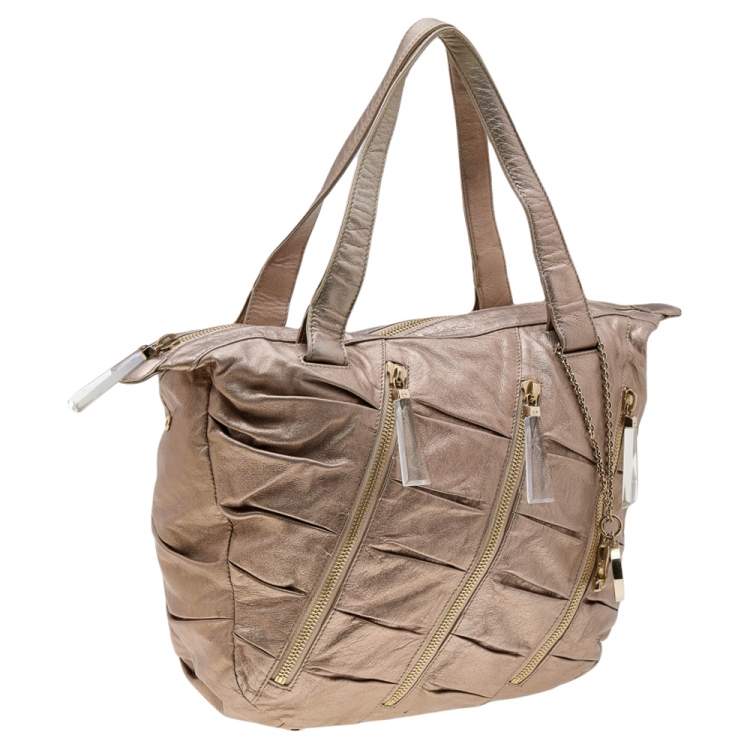 Pre Owned Christian Louboutin Gold Leather Tote