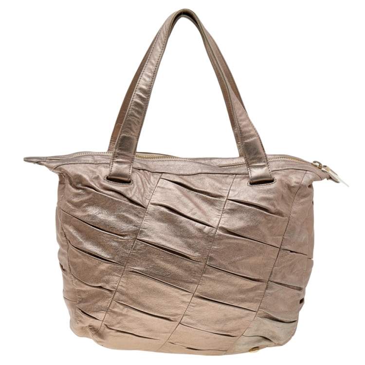 Pre Owned Christian Louboutin Gold Leather Tote