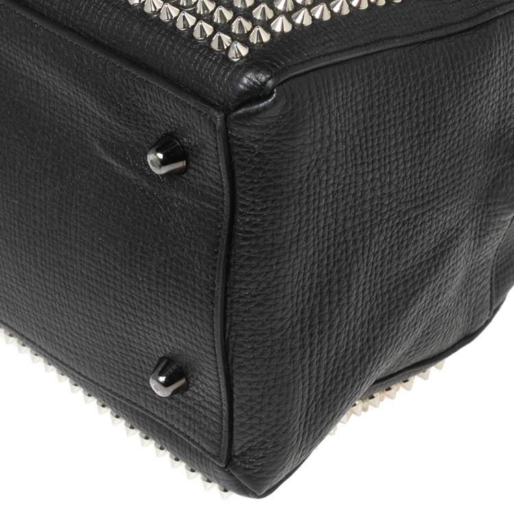 Pre Owned Christian Louboutin Black Leather Studded Panettone Satchel 