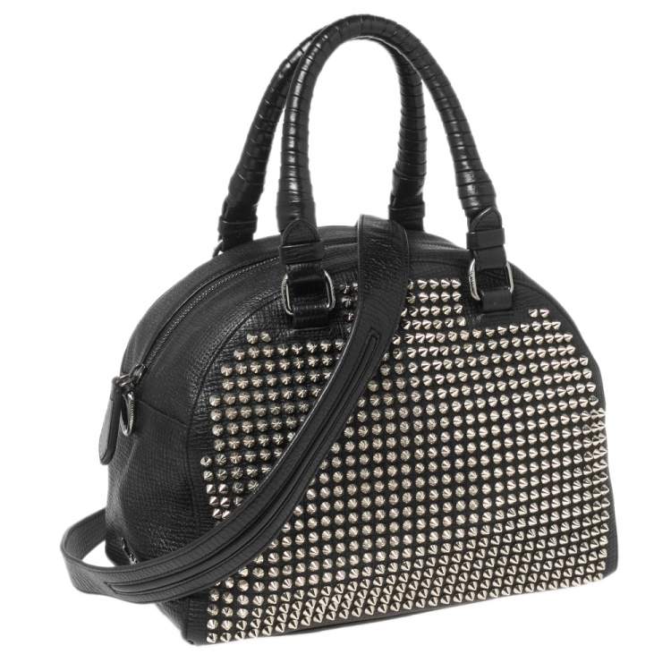 Pre Owned Christian Louboutin Black Leather Studded Panettone Satchel 