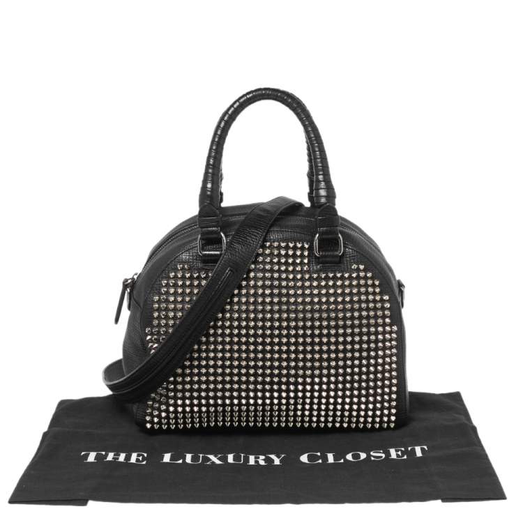 Pre Owned Christian Louboutin Black Leather Studded Panettone Satchel 