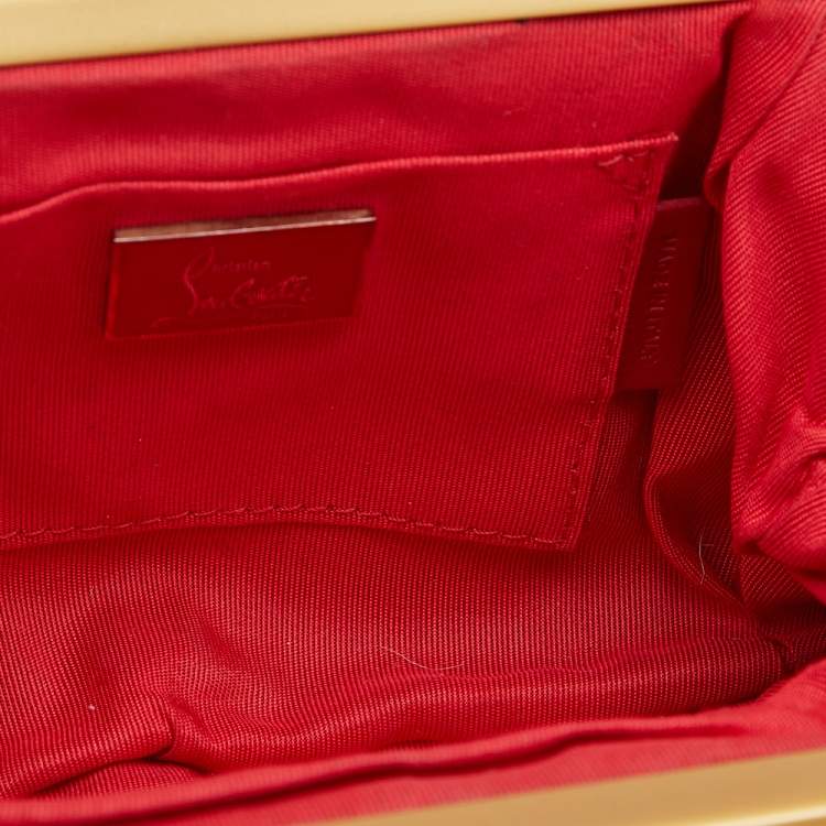 Pre Owned Christian Louboutin Black Satin Loubinight Frame Clutch