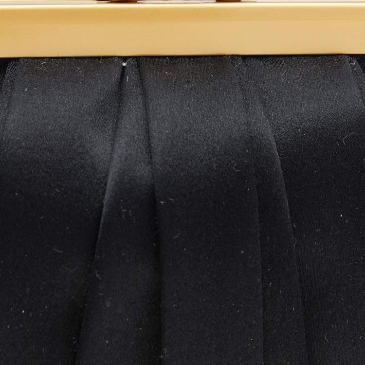 Pre Owned Christian Louboutin Black Satin Loubinight Frame Clutch