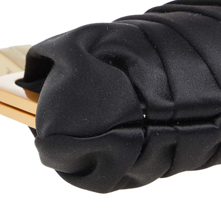 Pre Owned Christian Louboutin Black Satin Loubinight Frame Clutch
