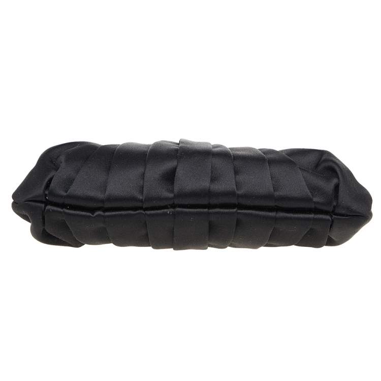 Pre Owned Christian Louboutin Black Satin Loubinight Frame Clutch