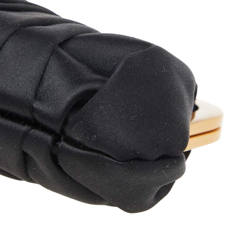 Pre Owned Christian Louboutin Black Satin Loubinight Frame Clutch