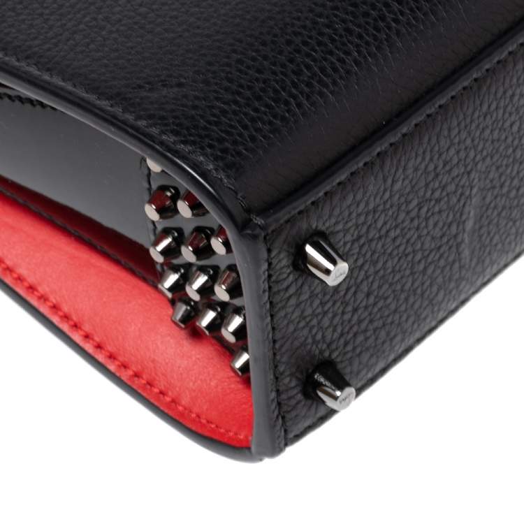 Pre Owned Christian Louboutin Black/Red Leather Mini Paloma Spike Tote