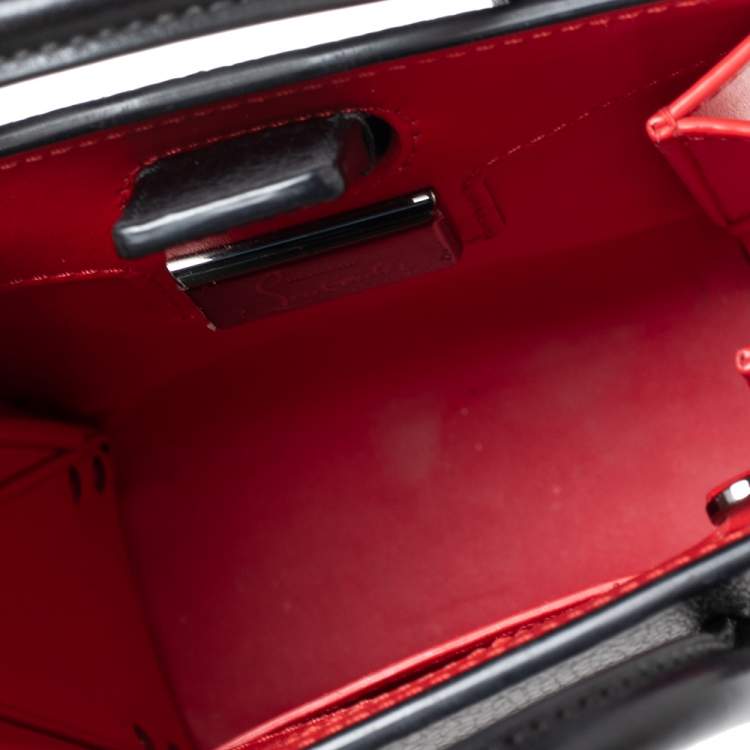 Pre Owned Christian Louboutin Black/Red Leather Mini Paloma Spike Tote