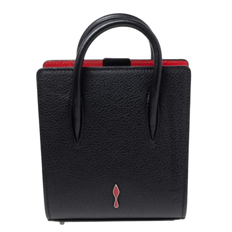 Pre Owned Christian Louboutin Black/Red Leather Mini Paloma Spike Tote